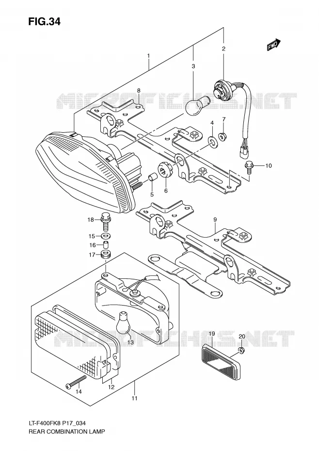 ACHTERLICHT Suzuki QUAD 400 EIGER 2009  LT-F400FK9(P17)