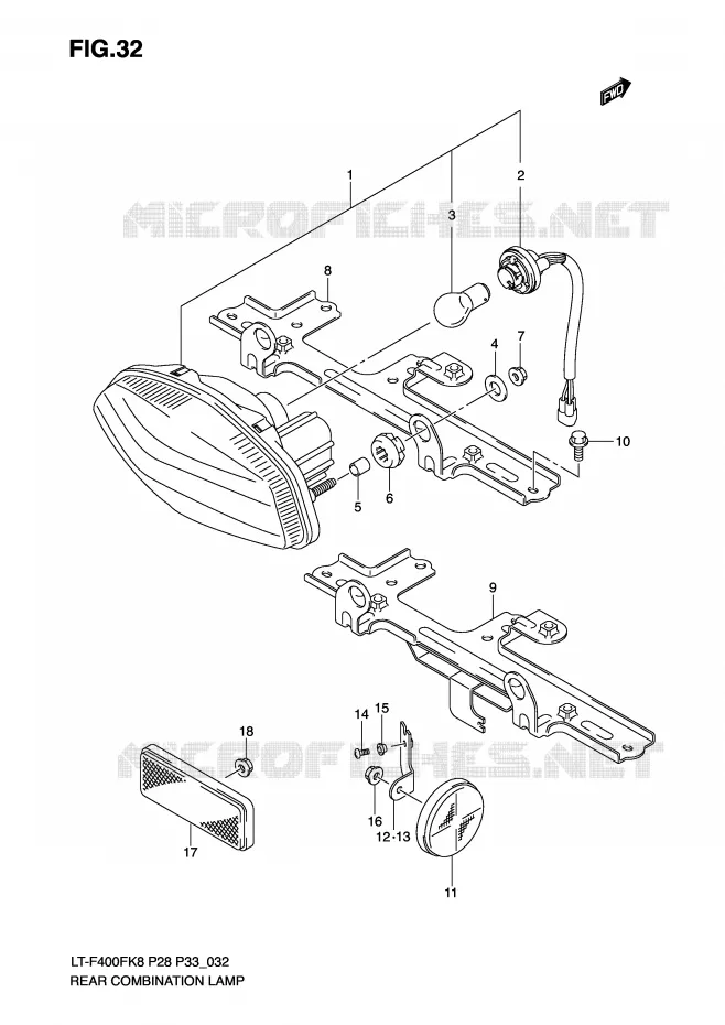 ACHTERLICHT Suzuki QUAD 400 KINGQUAD 2008  LT-F400FK8(P28/P33)