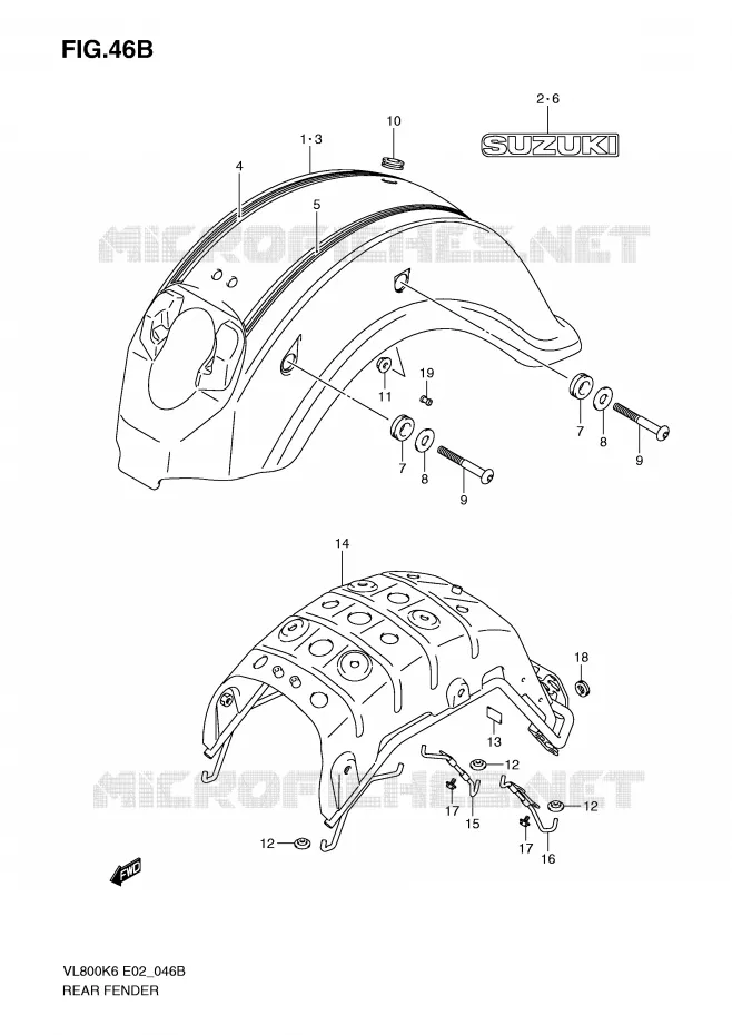 ACHTERSPATBORD (MODEL K9) Suzuki MOTO 800 VOLUSIA 2008  VL800UEK8(E2)