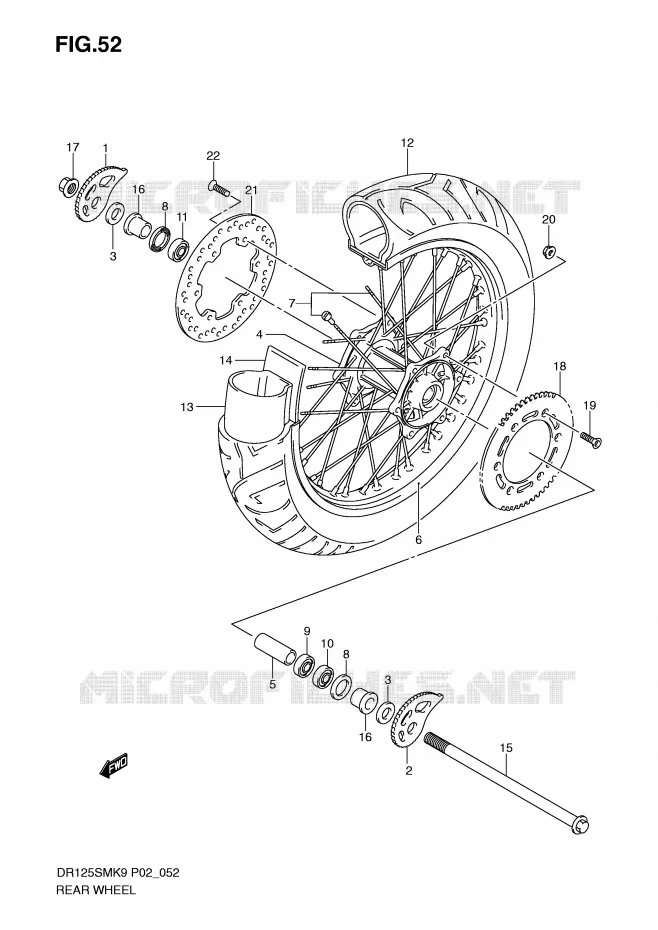 ACHTERWIEL Suzuki MOTO 125 DR 2009  DR125SMK9