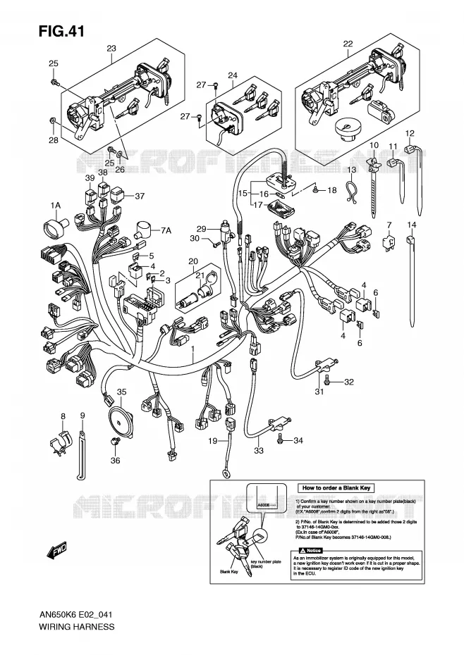 BEDRADING (AN650K6/K7/K8/K9 E24) Suzuki SCOOTER 650 BURGMAN 2009  AN650K9(E2)