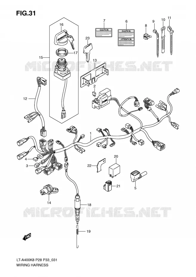 BEDRADING (MODEL K8/K9) Suzuki QUAD 400 EIGER 2009  LT-A400K9(P28/P33)