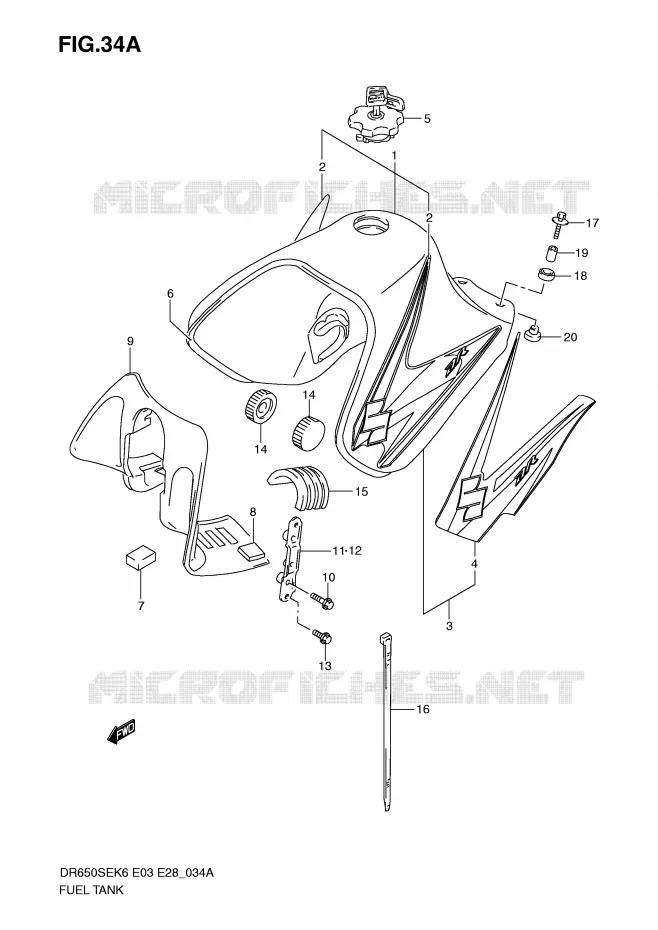 BENZINETANK (MODEL K8/K9) Suzuki MOTO 650 DR 2009  DR650SEK9(E3/E28)