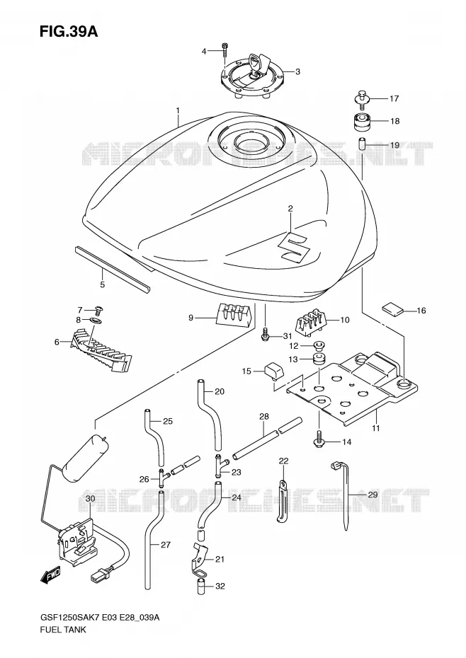 BENZINETANK (MODEL K9) Suzuki MOTO 1250 BANDIT-S 2007  GSF1250SK7(E3/E28)