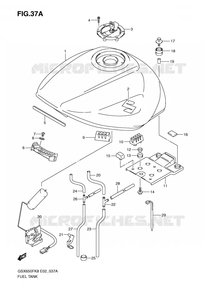 BENZINETANK (MODEL K9) Suzuki MOTO 650 GSX-F 2010  GSX650FUAL0(E2)