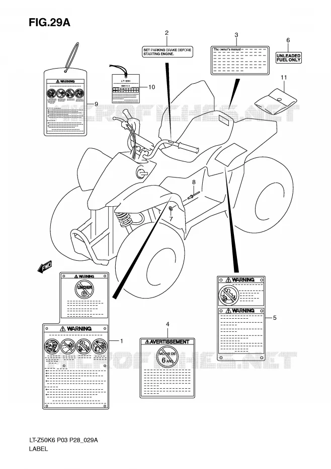 ETIKET (MODEL K9/L0) Suzuki QUAD 50 QUADSPORT 2006  LT-Z50K6(P3/P28)