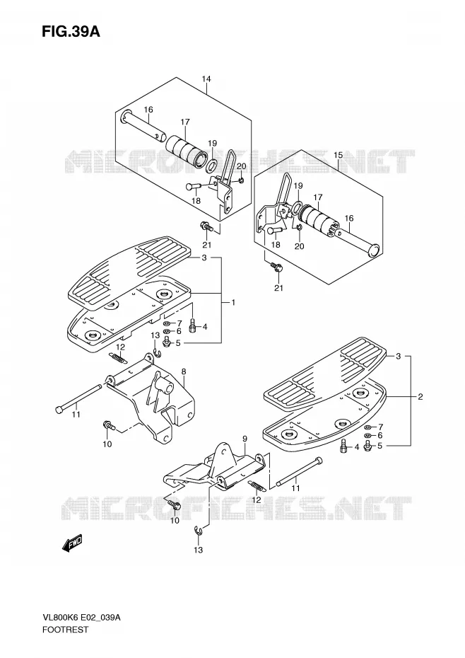 FOOTREST (MODEL K9/L0) Suzuki MOTO 800 VOLUSIA 2008  VL800UEK8(E2)