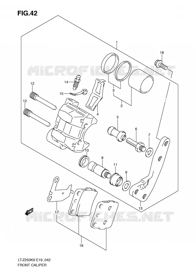 FRONT CALIPER Suzuki QUAD 250 QUADSPORT 2010  LT-Z250ZL0(E19)