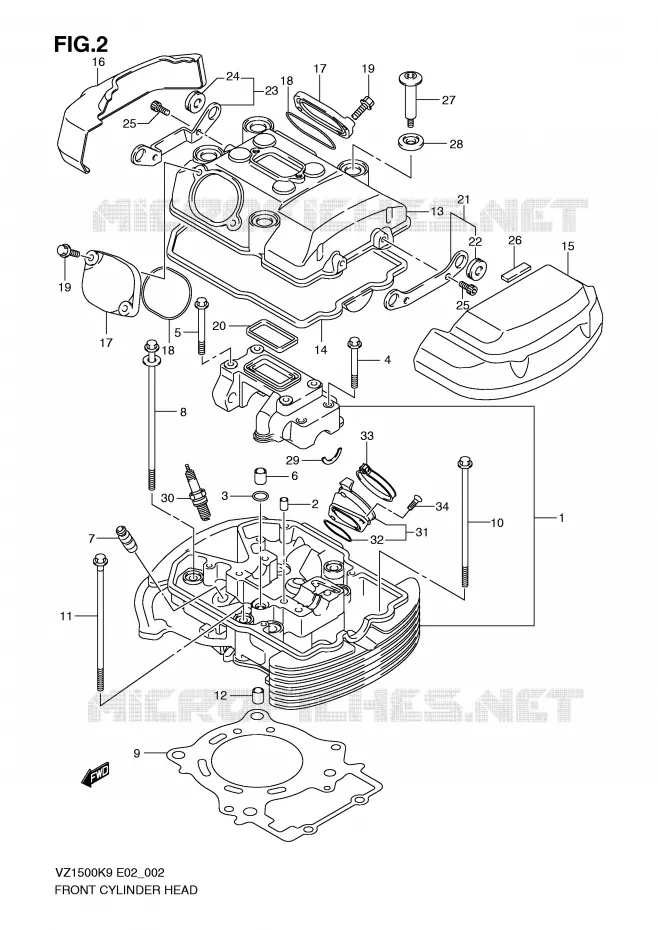 FRONT CILINDERKOP Suzuki MOTO 1500 BOULEVARD-M91 2010  VZ1500L0(E2)