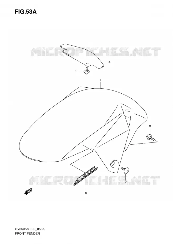 FRONT FENDER (MODEL K9) Suzuki MOTO 650 SV 2009  SV650SUK9(E2)