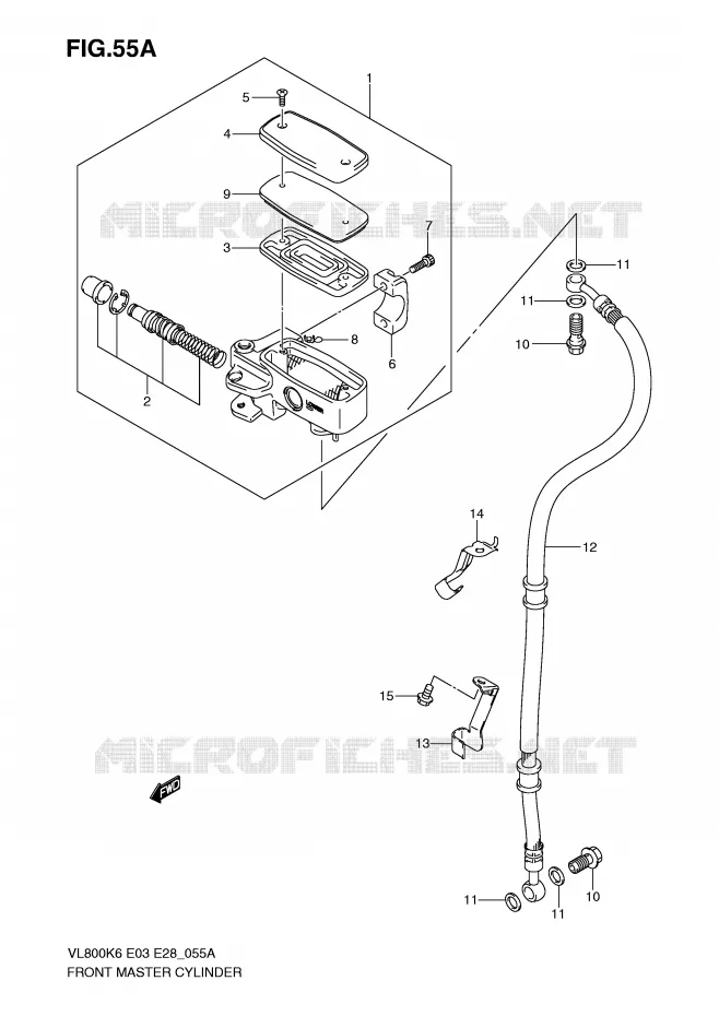 FRONT HOOFDREMCILINDER (MODEL K7/K8/K9/L0) Suzuki MOTO 800 INTRUDER 2006  VL800K6(E3/E28)