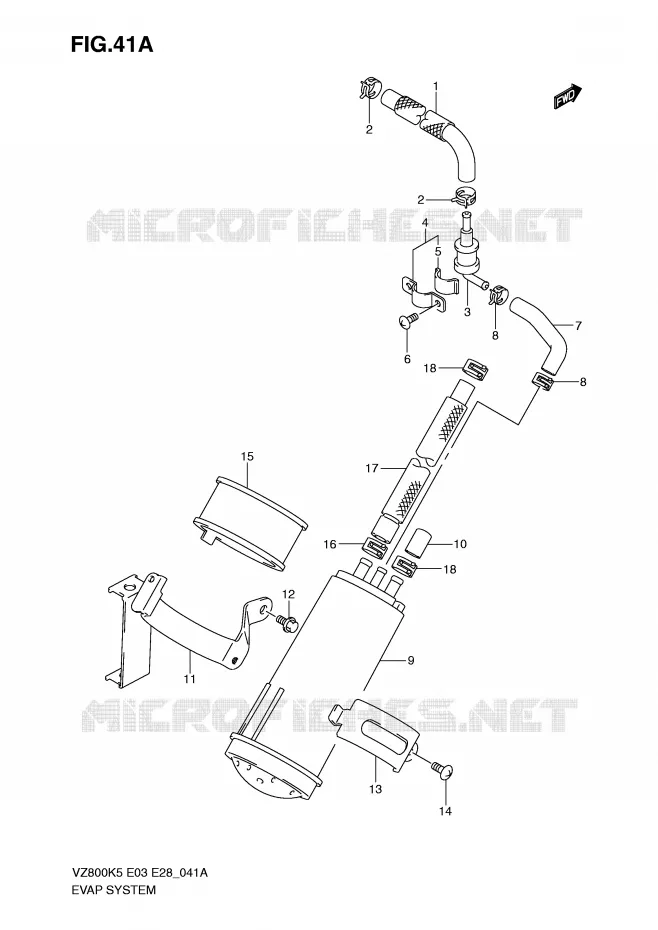 FUEL EVAP SYSTEM (MODEL K9) Suzuki MOTO 800 MARAUDER 2007  VZ800ZK7(E3/E28)