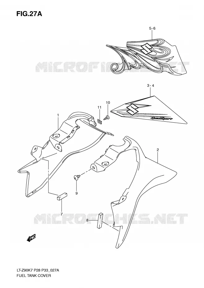 FUEL TANK COVER (MODEL K9) Suzuki QUAD 90 QUADSPORT 2010  LT-Z90ZL0(P28/P33)