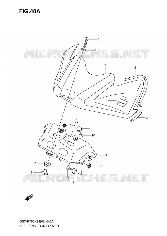 FUEL TANK VOORKLEP (MODEL K9) Suzuki MOTO 750 GSX-R 2008  GSX-R750K8(E2)