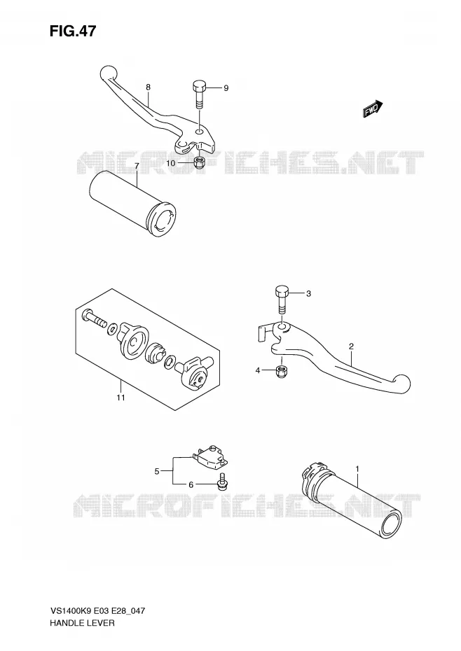 HANDGRIPS - LEVERS Suzuki MOTO 1400 INTRUDER 2009  VS1400K9(E3/E28)