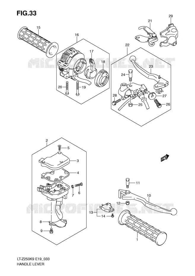 HANDGRIPS - LEVERS Suzuki QUAD 250 QUADSPORT 2010  LT-Z250L0(E19)