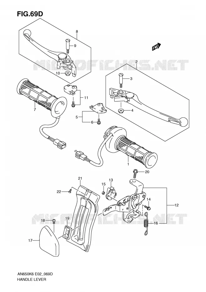 HEFBOMEN - HANDGRIPS (AN650AK9/AL0 E2,E19) Suzuki SCOOTER 650 BURGMAN 2006  AN650AK6(E2)