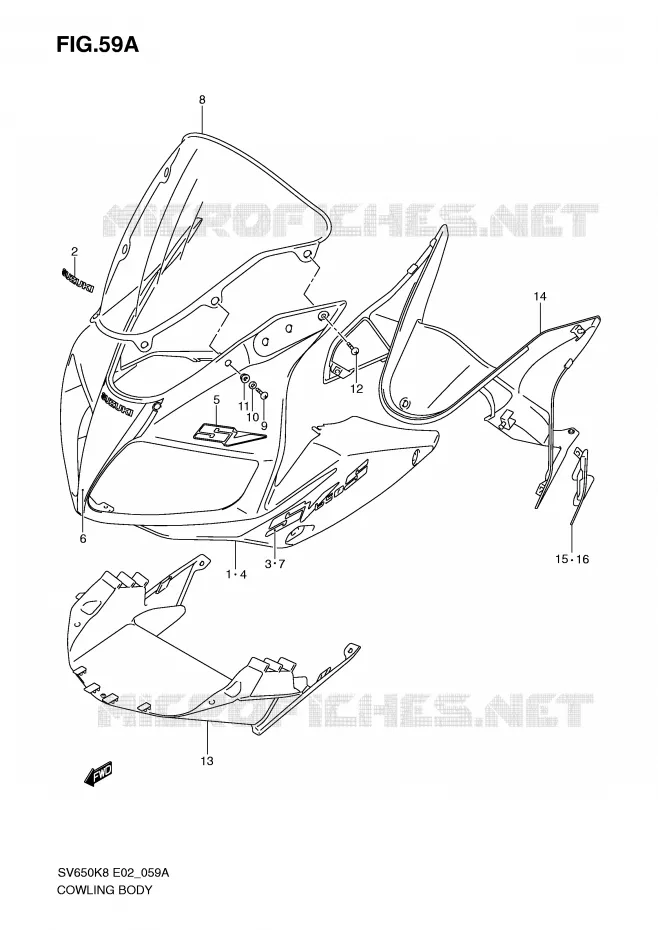 KUIP (MODEL K9 WITH COWLING) Suzuki MOTO 650 SV 2008  SV650SAK8(E2)