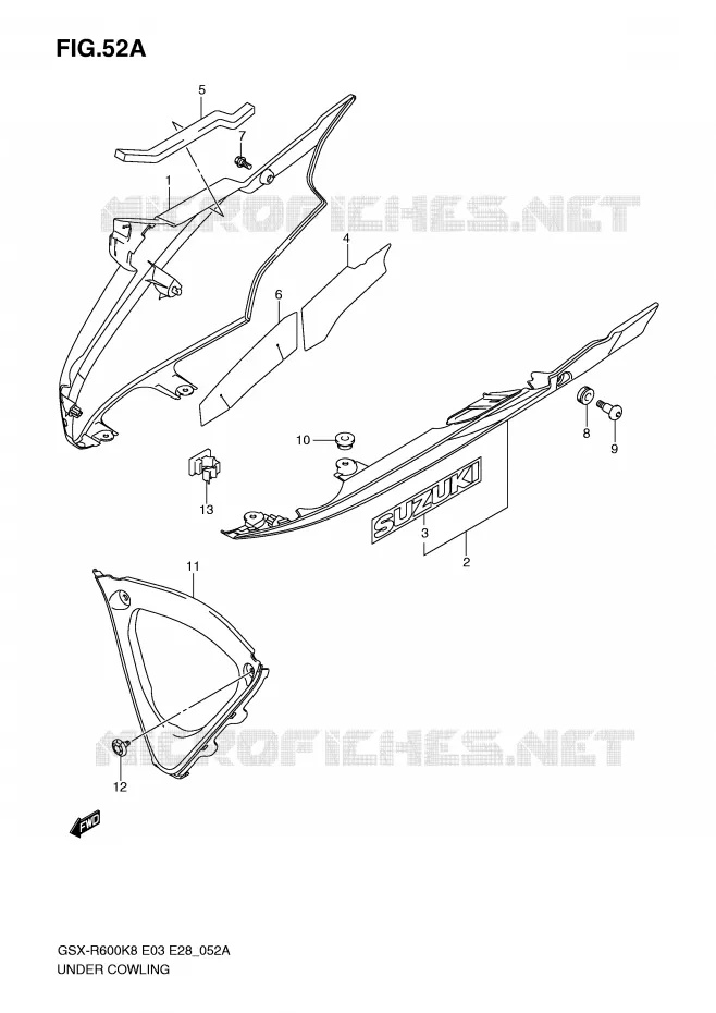 ONDER COWLING (MODEL K9) Suzuki MOTO 600 GSX-R 2010  GSX-R600L0(E3/E28)