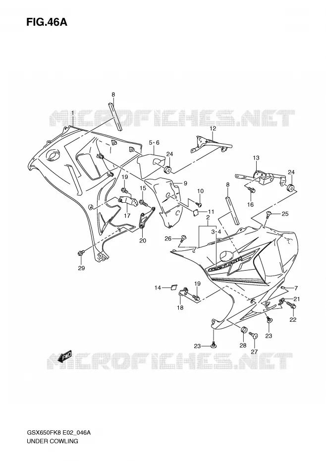 ONDER COWLING (MODEL K9) Suzuki MOTO 650 GSX-F 2008  GSX650FK8(E2)
