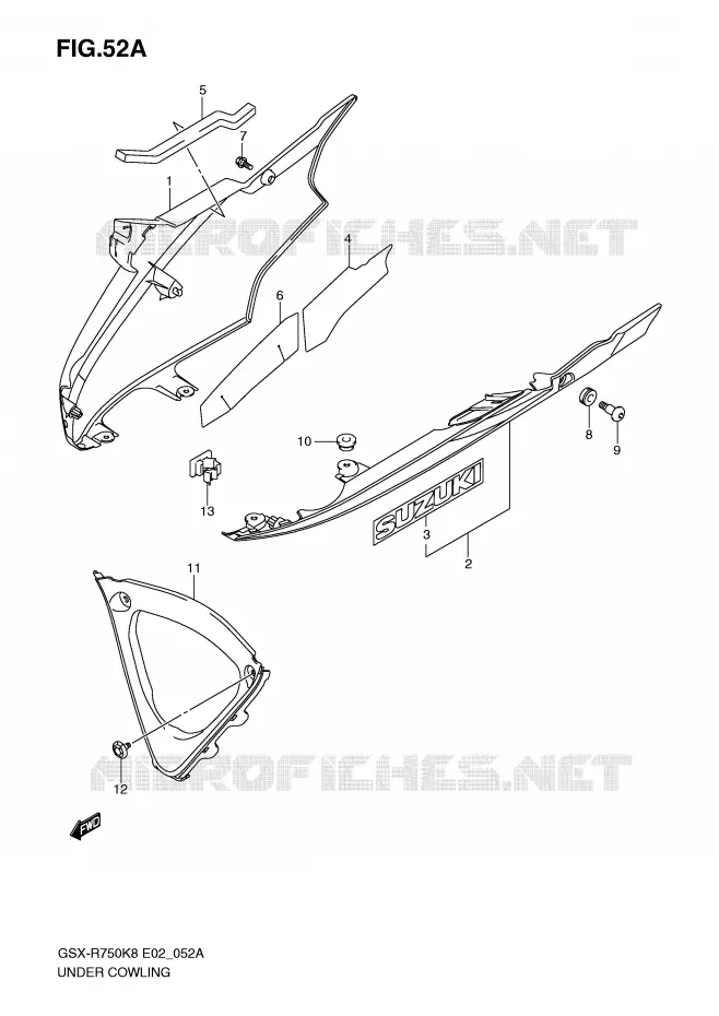 ONDER COWLING (MODEL K9) Suzuki MOTO 750 GSX-R 2009  GSX-R750UFK9(E2)