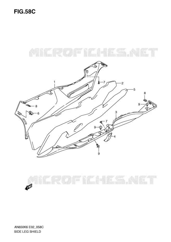 ONDERAANKLEDING (MODEL K9) Suzuki SCOOTER 650 BURGMAN 2009  AN650K9(E2)