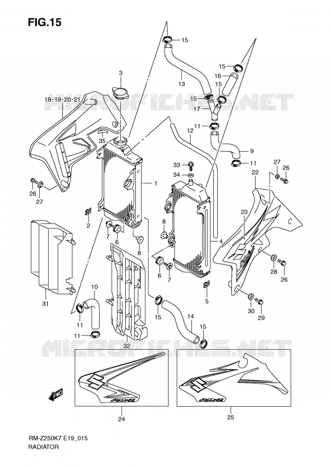 RADIATOR Suzuki MOTO 250 RM-Z 2008  RM-Z250K8(E19)