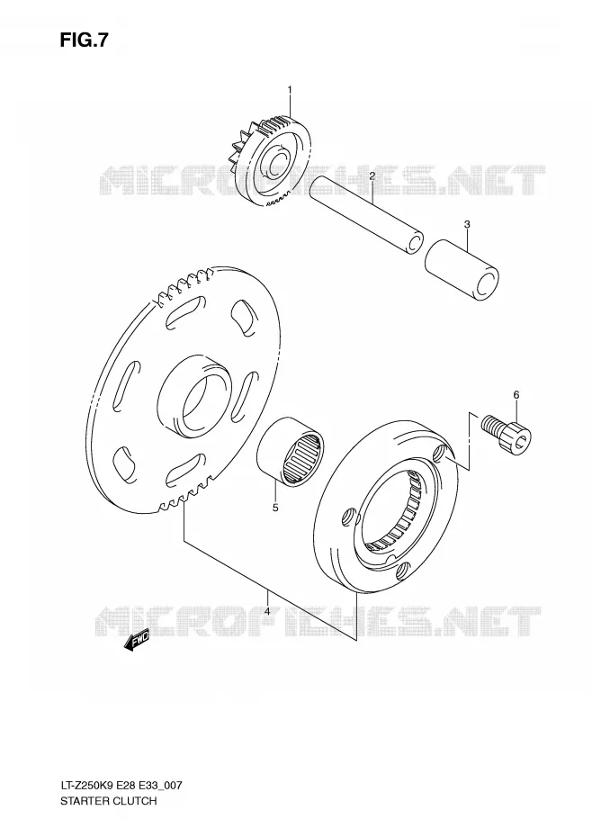 STARTMOTOR CLUTCH Suzuki QUAD 250 QUADSPORT 2010  LT-Z250L0(E28/E33)