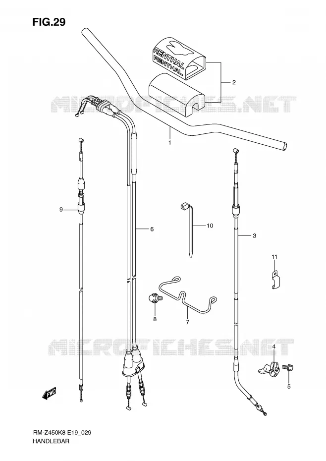 STUUR (RM-Z450K8/K9/L0) Suzuki MOTO 450 RM-Z 2011  RM-Z450L1(E19)