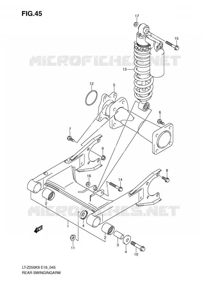 SWINGARM Suzuki QUAD 250 QUADSPORT 2010  LT-Z250ZL0(E19)