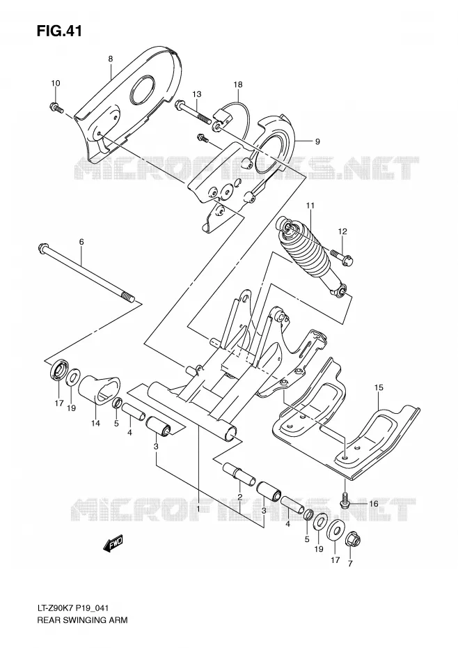 SWINGARM Suzuki QUAD 90 QUADSPORT 2007  LT-Z90K7(P19)
