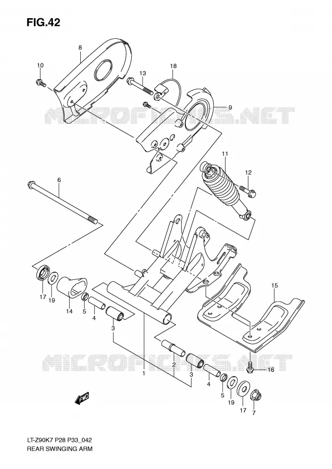SWINGARM Suzuki QUAD 90 QUADSPORT 2010  LT-Z90ZL0(P28/P33)