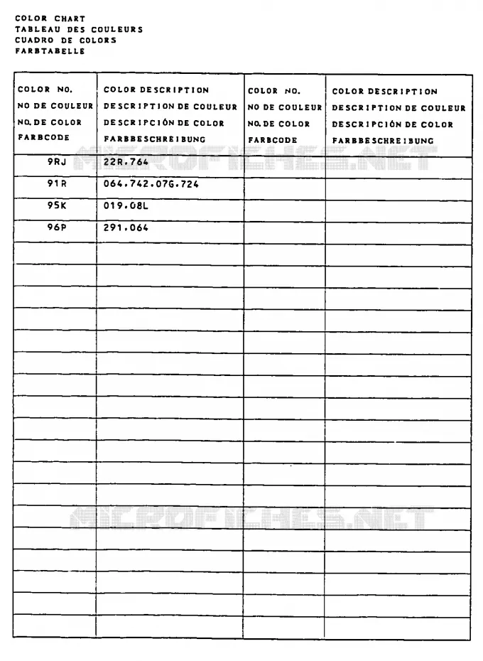 * CHARTE COULEUR * Suzuki MOTO 50 RG 1986  RG50G(D/E/F/1/G/J/K)
