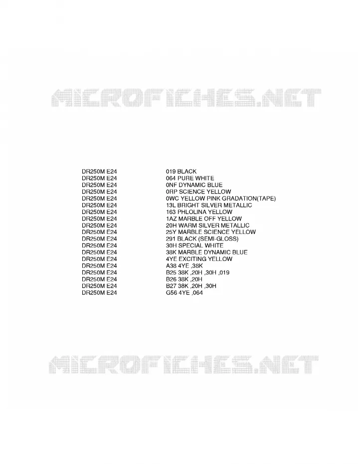 * CHARTE COULEUR * Suzuki MOTO 250 DR 1990  DR250L(E24)
