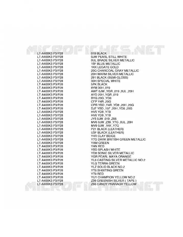 * CHARTE COULEUR * Suzuki QUAD 400 EIGER 2006  LT-A400K6(P3/P28)