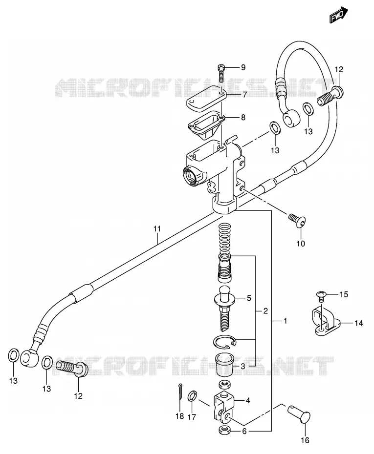 ACHTER HOOFDREMCILINDER (MODELE K5/K6) Suzuki MOTO 250 RM 2002  RM250K2(E3/E28)