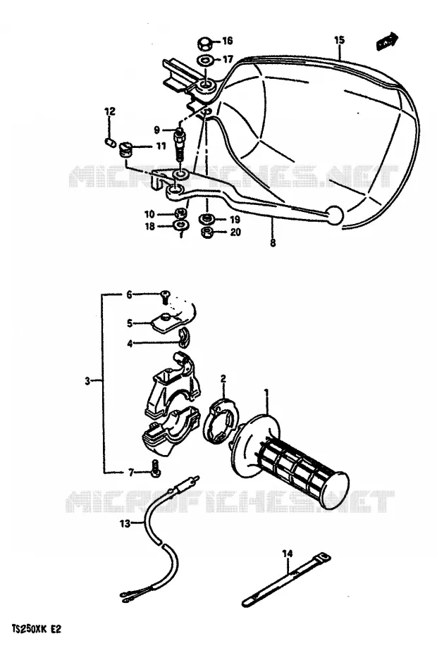 RIGHT SWITCH - HANDGREEP (MODELE K E21,E24) Suzuki MOTO 250 TS-X 1986  TS250XG(E/G/H/J/K)