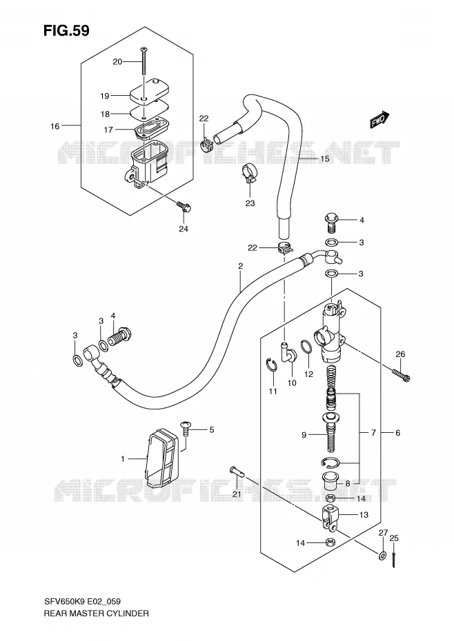 ACHTER hoofdremcilinder (SFV650K9/UK9/L0/UL0) Suzuki MOTO 650 GLADIUS 2010  SFV650UAL0(E2)