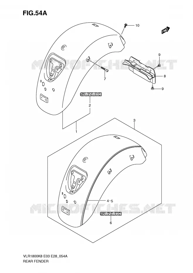 ACHTERSPATBORD (MODEL K9) Suzuki MOTO 1800 BOULEVARD 2010  VLR1800L0(E3/E28)
