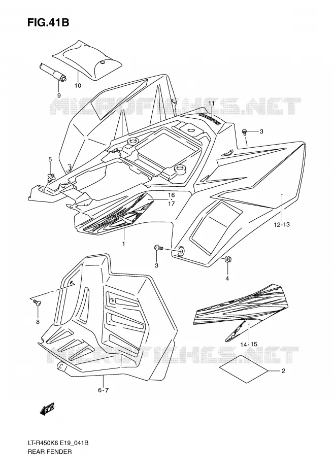 ACHTERSPATBORD (MODEL K9) Suzuki QUAD 450 QUADRACER 2010  LT-R450L0(E19)