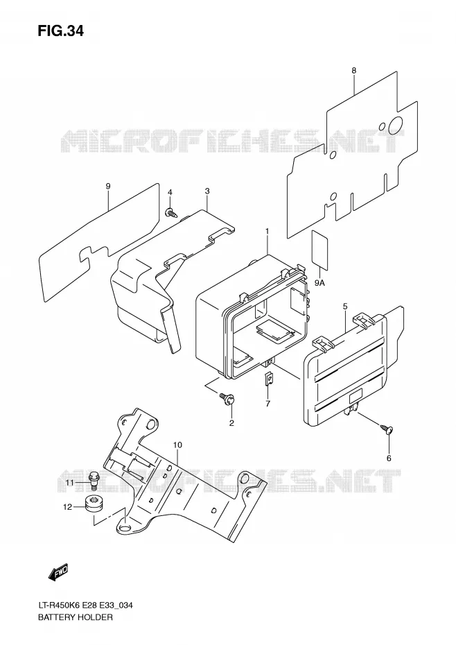 BATTERIJHOUDER Suzuki QUAD 450 QUADRACER 2007  LT-R450K7(E28/E33)