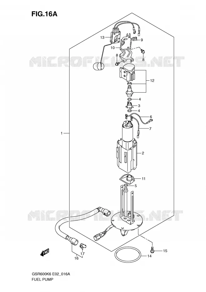 BENZINE POMP (MODEL K9/L0) Suzuki MOTO 600 GSR 2010  GSR600AL0(E2)