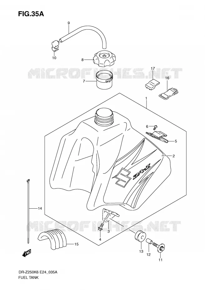 BENZINETANK (MODEL K7) Suzuki MOTO 250 DR-Z 2007  DR-Z250K7(E24)