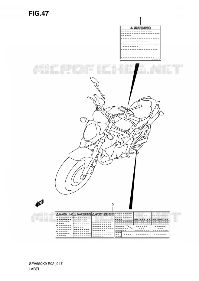 ETIKET (MODEL K9) Suzuki MOTO 650 GLADIUS 2010  SFV650L0(E2)