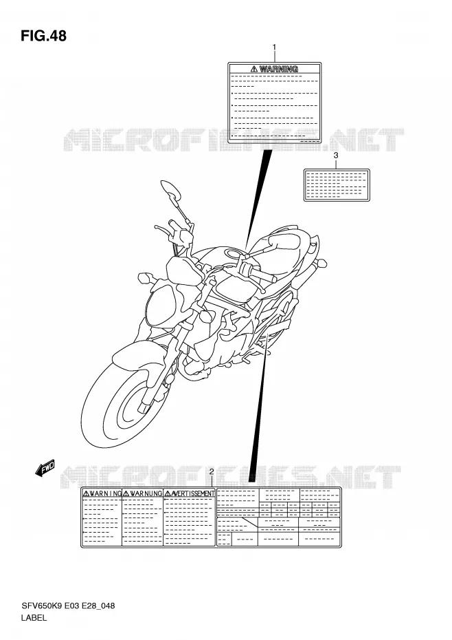 ETIKET Suzuki MOTO 650 GLADIUS 2010  SFV650L0(E3/E28)