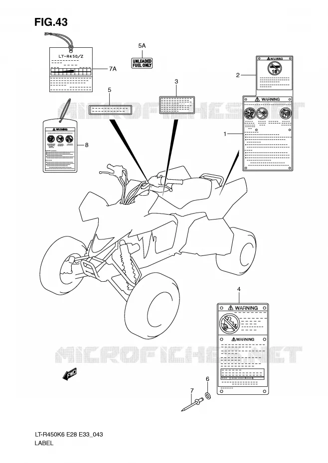 ETIKET Suzuki QUAD 450 QUADRACER 2009  LT-R450ZK9(E28/E33)