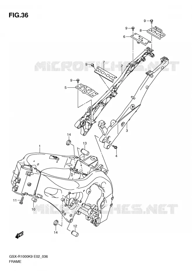 FRAME (MODEL K9) Suzuki MOTO 1000 GSX-R 2010  GSX-R1000ZL0(E2)