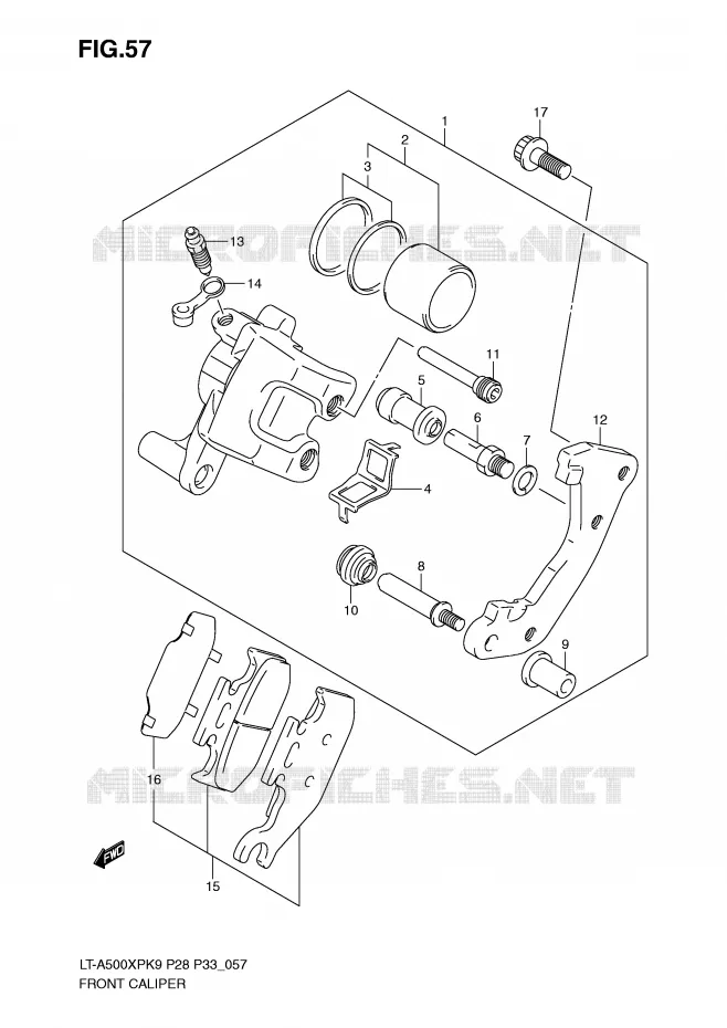 FRONT CALIPER Suzuki QUAD 500 VINSON 2009  LT-A500XPK9(P28/P33)