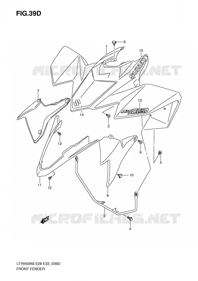 FRONT FENDER (LT-R450K9) Suzuki QUAD 450 QUADRACER 2007  LT-R450K7(E28/E33)