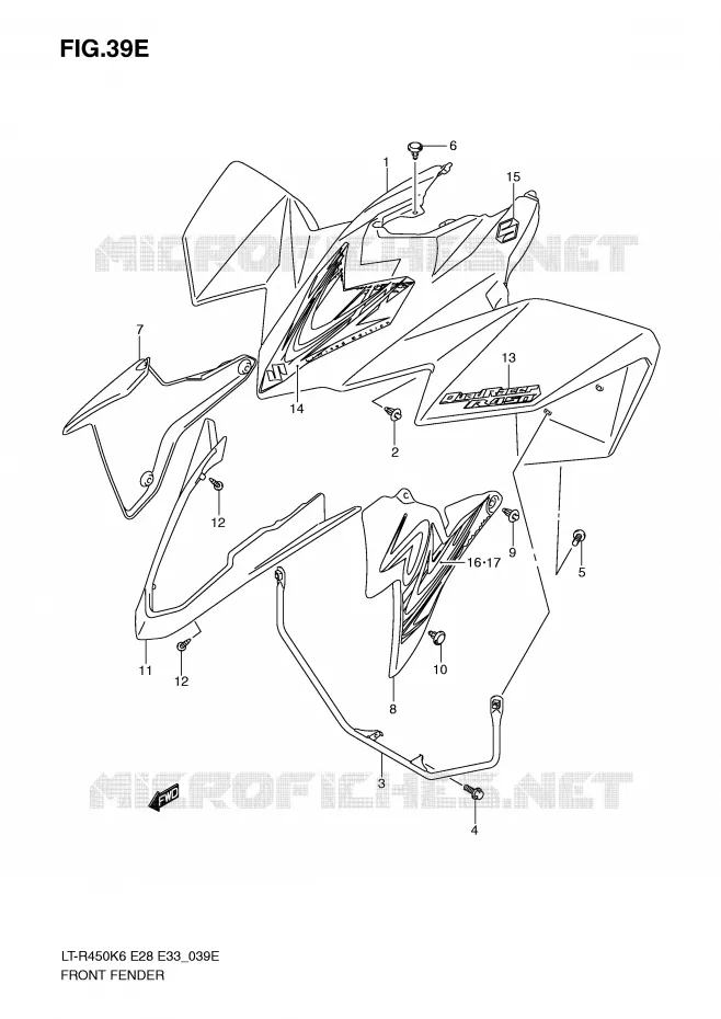 FRONT FENDER (LT-R450ZK9) Suzuki QUAD 450 QUADRACER 2009  LT-R450K9(E28/E33)